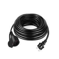 UISEBRT 10m Schwarz Verlängerungskabel Stromverlängerungskabel Euro-Stecker Schuko Stecker Verlängerung 220-230 V, 16 A mit Schutzkappe Outdoor IP44 Baustellenkabel Schutzkontaktstecker