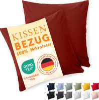 Blumtal Kissenbezug 50 x 50 cm im 2er Set weich -  50x50 cm - Kissenhülle 50x50 cm - Aurora Rot