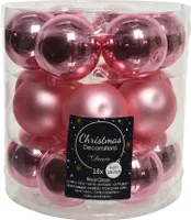 Weihnachtskugeln Glas 4cm 18 Stück - Lippenstiftrosa