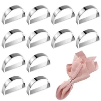 12 Stück Serviettenringe, Serviettenring, Servietten Ringe  für Hochzeitsfeier Abendessen Thanksgiving,（Silber）