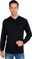 QUALITYSHIRTS Langarm Serafino Shirt mit Knopfleiste Gr. 3XL schwarz