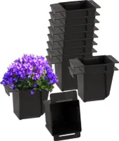 BigDean 12er Set Mini Paletten Blumenkästen - Einsatz - mit Hängesystem zum Einhängen - 10cm klein anthrazit - Pflanzkasten für Europalette Balkonkast