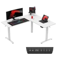 Huzaro Hero 9.5 | Motoren Schreibtisch Höhenverstellbar Eckschreibtisch Stehschreibtisch | 160 x 140 cm L-Form 3 Memory-Steuerung Memoboard | Weiß