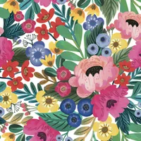 Geschenkpapier mit Blumen Motiv 70cm x 2m Rolle Bunt