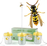 BigDean 3er Set Wespenfallen für draußen in Gelb 9x13cm - Lebend Fallen zum Aufhängen gegen Wespen, Bienen, Hornissen - Hornissenfalle Bienenfalle
