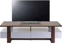 Televizní stolek HWC-B51, skříňka pod TV stolek, 3D struktura ořechový vzhled vysoký lesk 46x150x45cm