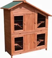 Melko králikáreň 4 boxy hnedá klietka pre malé zvieratá drevená králikáreň