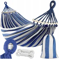 KRUMAD Hängematte 260 cm Belastbar bis 250 kg Wetterfest Baumwoll-Polyester für Garten Balkon Camping mit Holzstreben & Tragetasche