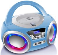Cyberlux CD-Player mit LED-Beleuchtung | Tragbares Stereo Radio | CD-Player | Kinder Radio | Stereo Radio | Stereoanlage | Blau
