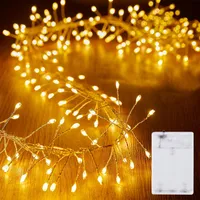 3m LED Lichterkette Kupferdraht Cluster Lichterketten Wasserdicht Batteriebetrieben für Innen Außen Party Hochzeit Weihnachten Deko, Warmweiß