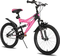 HILAND Contender 20 Zoll Kinder-Mountainbike Vollfederung Jungen Mädchen, Kinderfahrrad mit Schutzbleche und Handbremse, Rosa