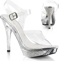 ELEGANT-408 Fabulicious High-Heel Plateausandaletten transparent Strasssteinchen