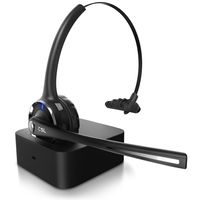 CSL Bluetooth 4.1 Headset mit Ladestation - Noise Cancelling - Kopfhörer mit flexiblem Mikrofon - Multipoint - kabellos - leicht - freisprechen - für Auto und LKW Computer VoIP Call Center Handys