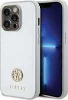 Guess 4G Strass Metal Logo - iPhone 15 Pro Hlle (Silber)