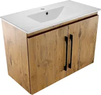 paplinskimoebel 80 x 39 x 56 badezimmerwandschrank, badezimmerschrank mit waschbecken , Kleiner waschbeckenschrank, gästebadschrank in Eiche Lancelot