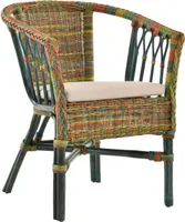 KRINES HOME Stapelbarer Rattan-Sessel/ Stuhl aus Natur-Rattan inkl. Polster Bunt