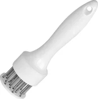 Fackelmann Fleischzartmacher, Steaker mit Borsten aus Edelstahl, Fleischstecher mit ergonomischem Griff (Farbe: Weiß/Silber)