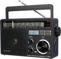 Retekess TR618 Prenosné rádio na batérie, prenosné rádio pre seniorov, svetový prijímač AM FM SW, USB SD TF, kuchyňa, darček pre rodinu (čierna)