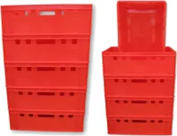 10 Stück E2 Kiste Eurofleischkiste Stapelkiste Box Metzgerkiste lebensmittelecht Farbe rot (10xE2 rot)