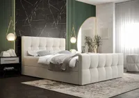 Boxspringová posteľ s úložným priestorom ELIONE - 200x200, béžová