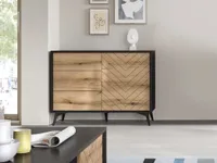 BETTSO komoda príborník skrinka príborník s 1 dverami a 3 zásuvkami Diamond KSZ104 Oak Evoke Black Matt