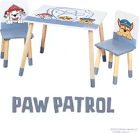 roba Kindersitzgruppe Paw Patrol - 2 Kinderstühle & 1 Tisch für Kinder - Sitzgarnitur / Sitzmöbel mit Zeichentrick Hunden - Holz weiß - ab 18 Monaten