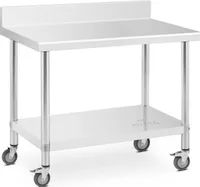 Royal Catering nerezový stůl s kolečky - PREMIUM - 60 x 100 cm - 155 kg - stojan -