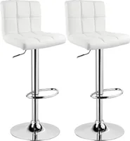 WOLTU 2 x Barhocker, drehbar und höhenverstellbar Tresenhocker, Kunstleder, Weiß