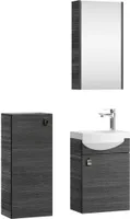 Planetmöbel Waschtischunterschrank 40 cm mit Spiegelschrank und Midischrank 32 cm Anthrazit