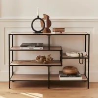 sweeek - Asymmetrisches Regal Metall & Holzoptik - Holzfarben