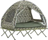 SoBuy Campingzelt Feldbett mit Zelt Schlafsack Wurfzelt Zelt Feldbett 4in1-Zelt mit Campingliege Tarnfarbe BHT ca. 193x188x145cm OGS32-L-TN