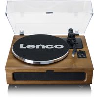 Lenco LS-410 Plattenspieler - Bluetooth® Plattenspieler - 4 integrierte Lautsprecher mit 40 Watt RMS - Riemenantrieb - Vorverstärker - RCA Out und AUX-In - Holz