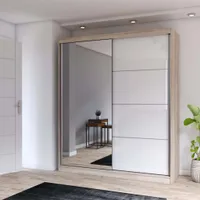 Schwebetürenschrank Kleiderschrank Schrank mit Spiegel 183 cm Sonoma/Weiß Multi 35