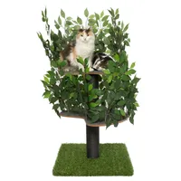 Kratzbaum Natur zum Klettern, Verstecken und Schlafen - groß mit austauschbaren Blättern - einfach zu montieren - haustiersichere - 120cm Grün
