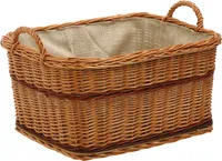 Dehner Kaminkorb, Holzkorb, mit Jute und 2 Tragegriffen, 60 x 40 x 47 cm, Weide, hellbraun