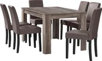 [en.casa] Esstisch Eiche antik mit 6 Stühlen braun Kunstleder gepolstert 140x90 Essgruppe Esszimmer