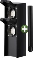 MONZANA® Gartensteckdose 2fach IP44 Metallspieß Garten Außensteckdose Steckdosensäule Mehrfachsteckdose Steckdosenverteiler outdoor Edelstahl Schwarz
