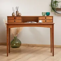 Schreibtisch MILANO mit 4 Schubladen und 1 Fach kastanienfarben aus Kiefer Massivholz, robuste Verarbeitung PC-Tisch mit Stauraum für Büro und Home-Office