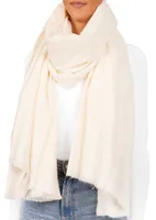 BRUBAKER Cashmirillo Schal - Übergroßer Wollschal für Damen und Herren - 100 x 200 cm - Warm und Kuschelig - Deckenschal für Herbst/Winter, Weiß