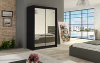 Šatní skříň se zrcadlem Urshula - šířka 120 cm, černá