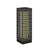 LED Solarleuchte mit Lichtsensor Wasserdichte Rattanoptik Außenleuchte Gartenleuchte Solarlampe 15,5 x 15,5 x 46 cm Grau