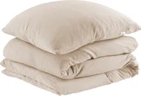 Pure Label Musselin Bettwäsche 155x220 cm mit einem Kissenbezug 40x80 cm aus 100% Baumwolle - Traumhaft weiche Bettwäsche-Sets in beige aus Musselin