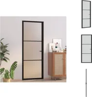 vidaXL Drzwi wewnętrzne 76x201,5 cm czarne matowe szkło i aluminium - Drzwi wejściowe