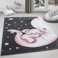 Kinderteppich Mädchen Elefant Design Babyzimmer Teppich Kinderzimmer, Grösse:80x150 cm