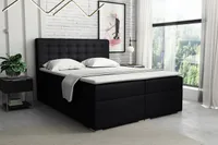 Deine Möbel 24 Boxspringbett CLAUDIA 180x200 cm Inari 100 Schwarz Komplettbett inkl..Taschenfederkernmatratzen 7 Zonen H4 Polsterbett Ehebet Topper