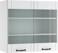 Vicco Küchenglasschrank Fame-Line, 80 cm, Weiß Landhaus/Weiß