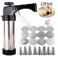 Kekspresse, Edelstahl Gebäckpresse zum Backen, Kekspresse Pistole + 13 Keksscheiben + 8 Spritztüllen, Teigspritze Plätzchenpresse