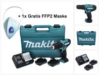 Makita HP 333 DWAE Akku Schlagbohrschrauber 12 V 30 Nm + 2x Akku 2,0 Ah + Ladegerät + 1x FFP2 Maske + Koffer