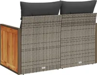 vidaXL Gartensofa 2-Sitzer mit Kissen Grau Poly Rattan