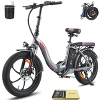 E-bike klapprad Rostfreie Aluminiumlegierung Pannensichere Reifen bis zu 120 -150 km Wasserdicht IPX5 20 zoll 7 Gang, Grau
